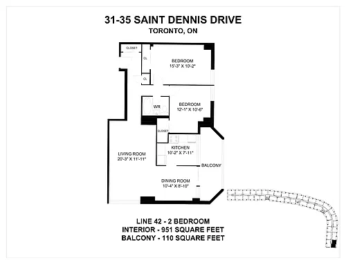 Floor plan 2 Bedroom 2 Bed 1 Bath 7