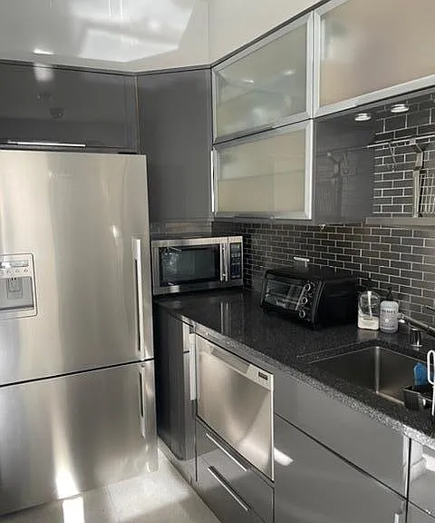 Full size fridge, toaster oven and Microwave