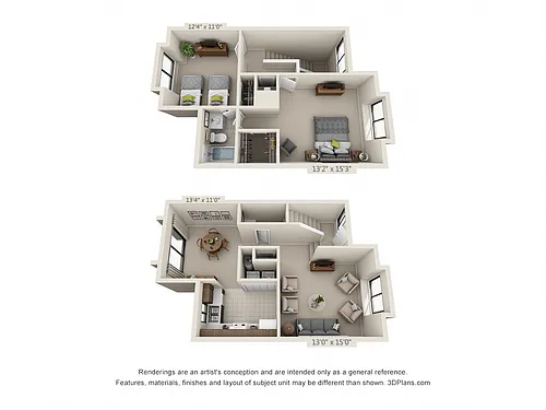 Floor plan 2 Bed 1.5 Bath Town Home