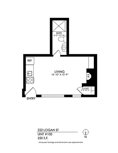 Floor plan Studio, One Bath