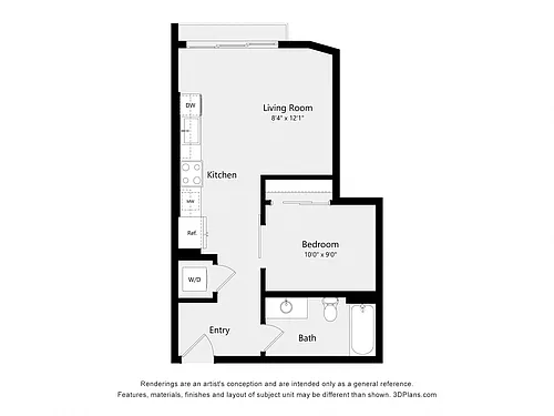 Floor plan Urban One Bedroom A08A