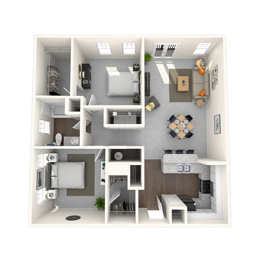 Floor plan Traditional 2x1 958-990 SF