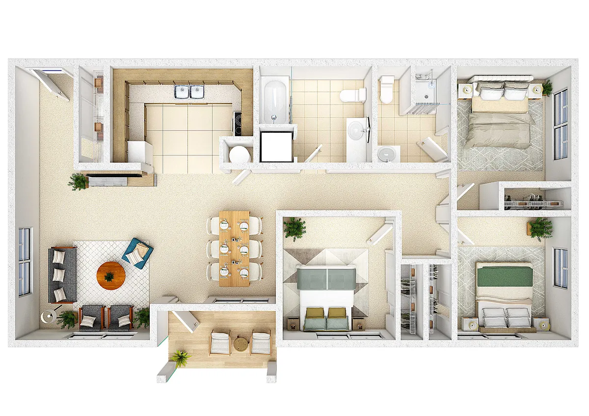 Floor plan Three-Bedroom