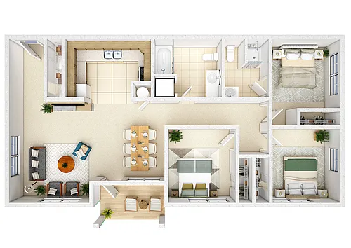 Floor plan Three-Bedroom