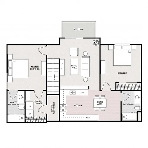 Floor plan 2 BED 2 BATH UPPER SPLIT