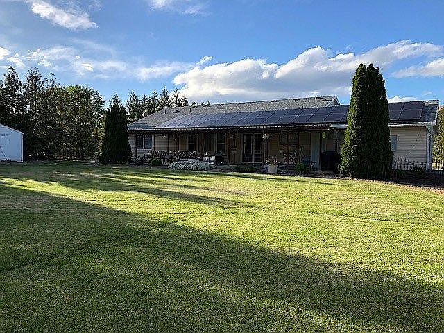 Back yard and solar panels 