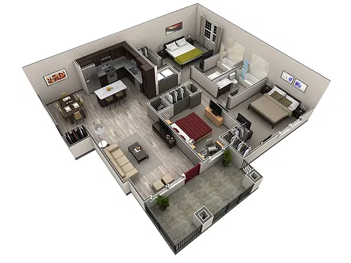 Floor plan 3 BR Grand Courtyard Garage