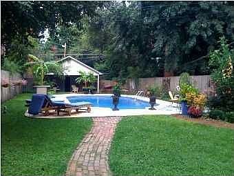 Lawn, Pool, cabana, and garages