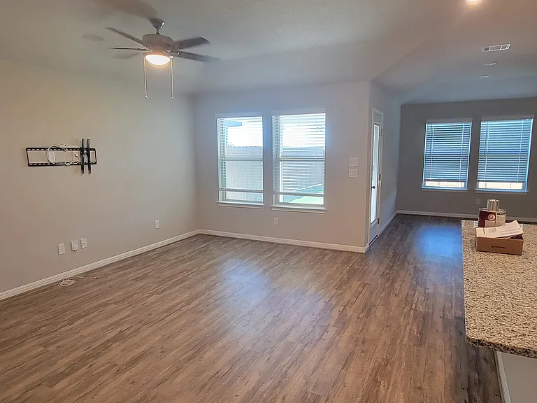 Living room and to the right is the dining area