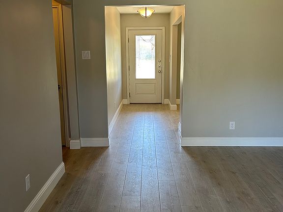 View of front entry from den