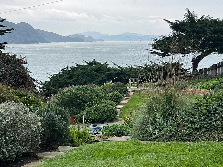 Garden and the Pacific ocean beyond, nothing else