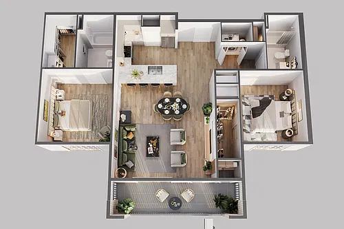 Floor plan 2 Bed 1061sf
