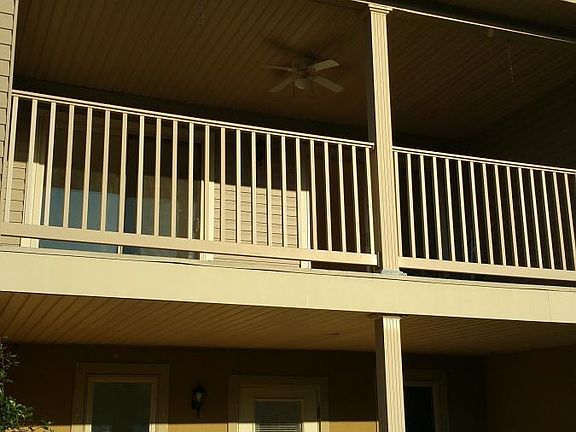 Close up of the oversized balcony and porch.