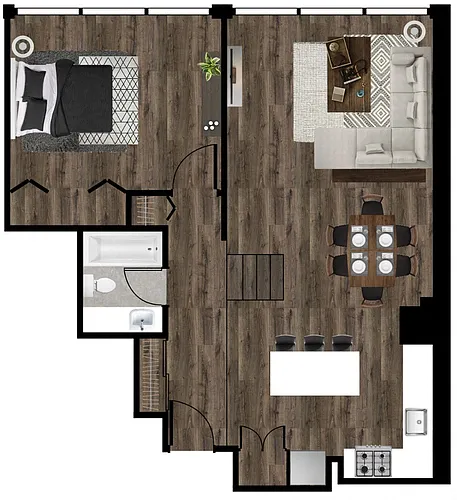 Floor plan 1 Bed - 1 Bath