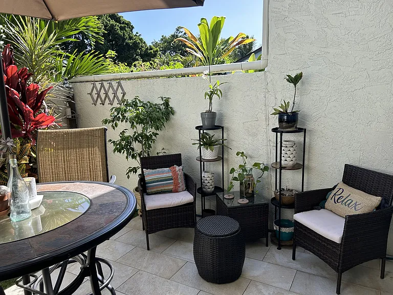 Outdoor patio sitting area. So peaceful!