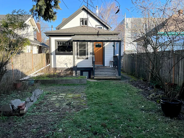 Back porch and shared backyard