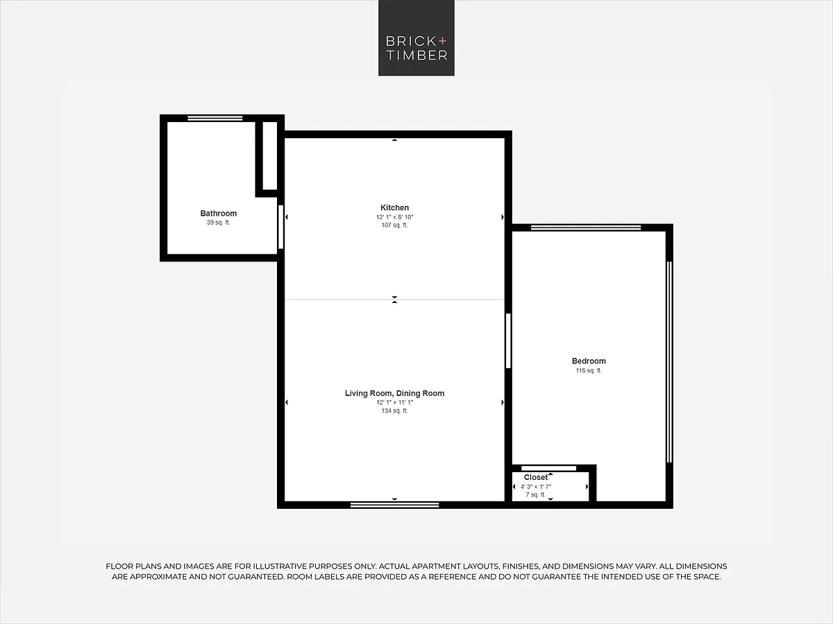 Floor plan 1 Bedroom 1 Bath