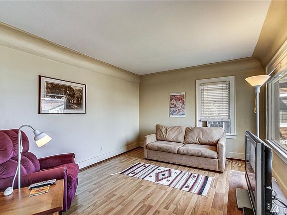 Coved ceilings in the living room and dining room. 