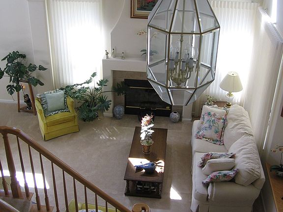 View down to formal living room