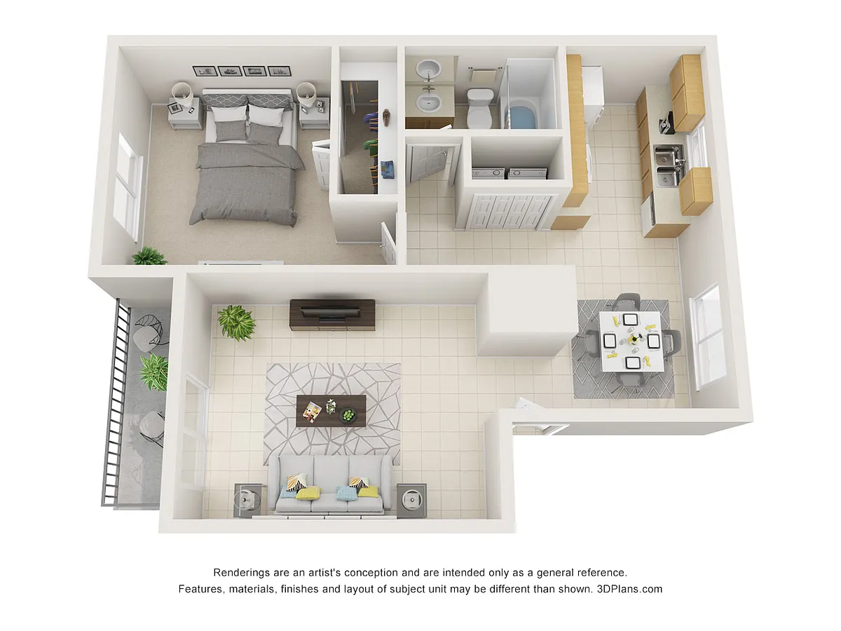 Floor plan 1 bedroom 1 bath Apartment with 870 Square Feet of