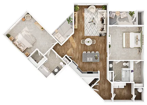Floor plan 2 Bedroom Luxe Duo