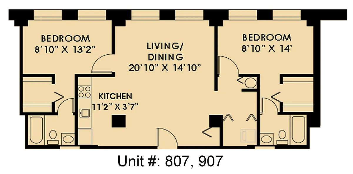 Floor plan Barringer: 2 Bedroom