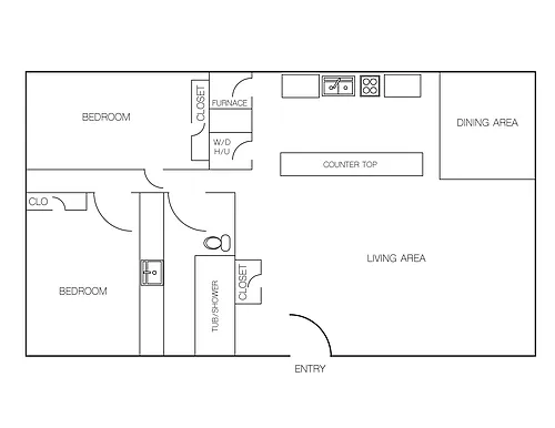 Floor plan 2 Bedroom/1 Bathroom A