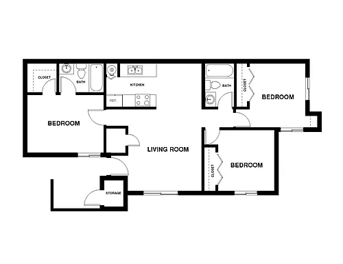 Floor plan 3 Bedroom 2 Bathroom