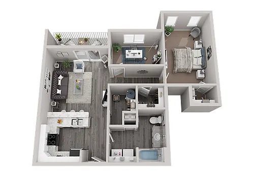Floor plan 1Bd/1 Bath/Den