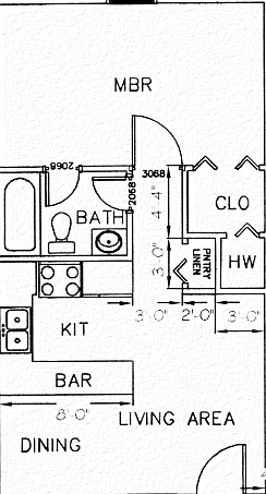 Floor plan 1/1 with stove