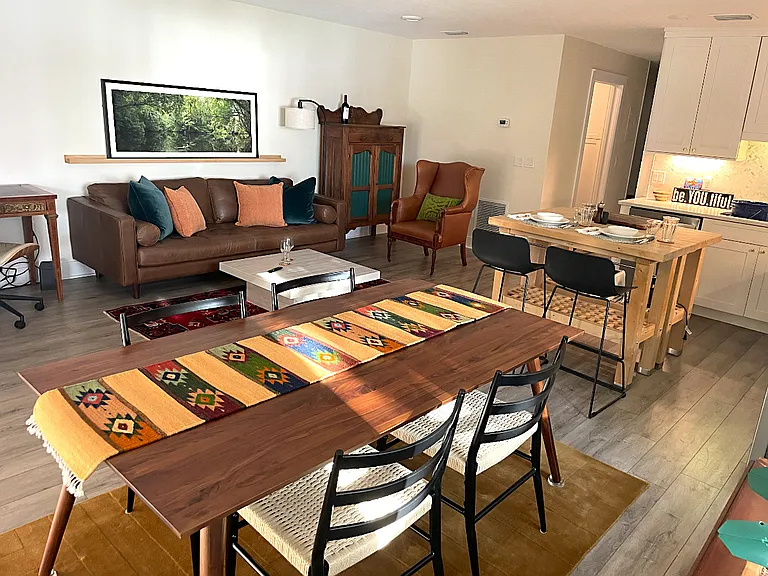 Open plan layout, including living & dining area