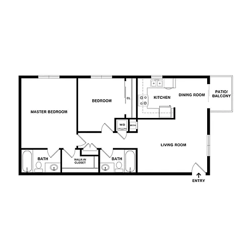Floor plan The Birch 2 Bed / 2 Bath