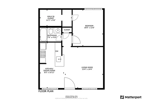Floor plan 1 bedroom 1 bath