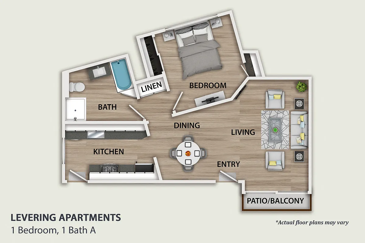 Floor plan 1 Bedroom, 1 Bath