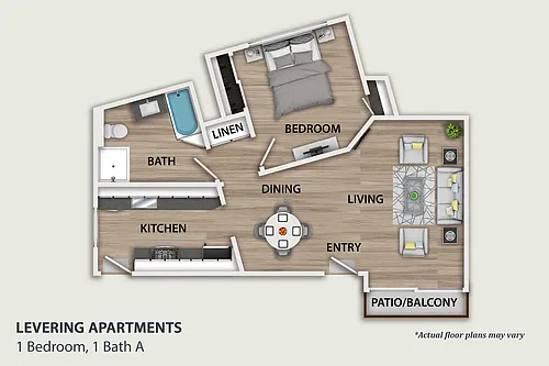 Floor plan 1 Bedroom, 1 Bath
