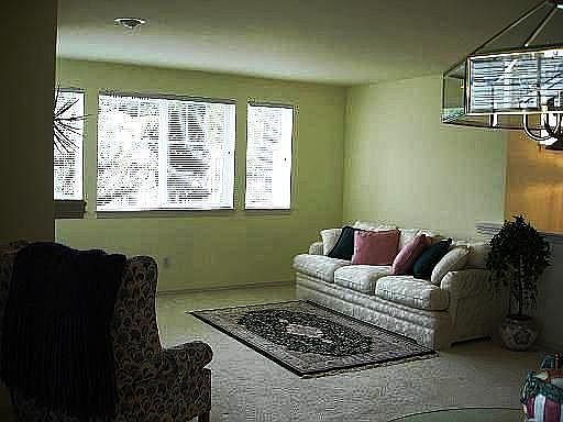 Large windows in formal living room bring in lots of light
