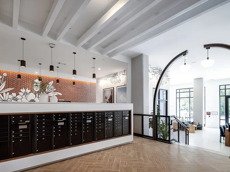 Mail center and lobby (Mural painted by Alli K Design)