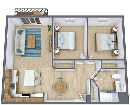 Floor plan Two Bedroom 21B