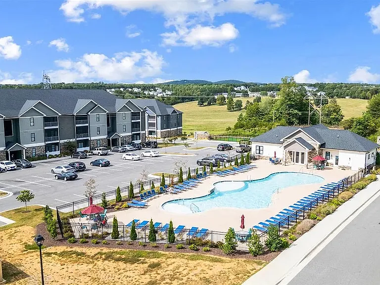 Community pool, fitness center, and event space.