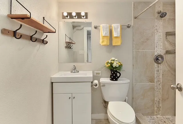 Basement bath with walk-in shower
