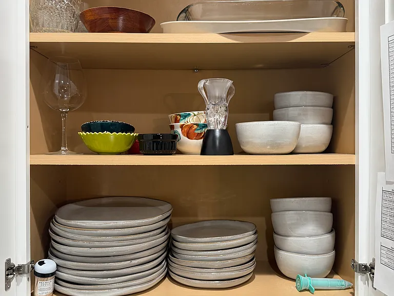 Kitchen with plates, bowls, etc.