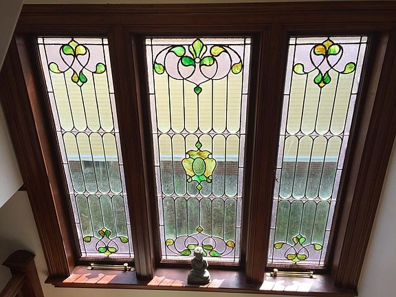 Stain glass in main hall.