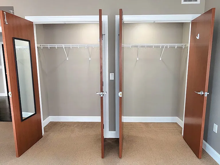View of the bedroom's closet.