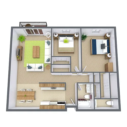 Floor plan Two Bedroom 215A