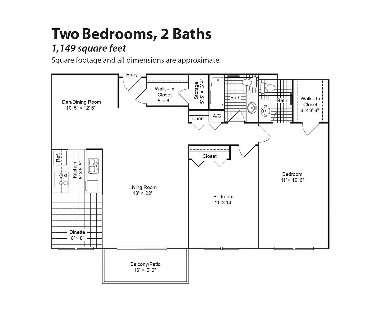 Floor plan Renovated 2 Bedroom 2 Bath