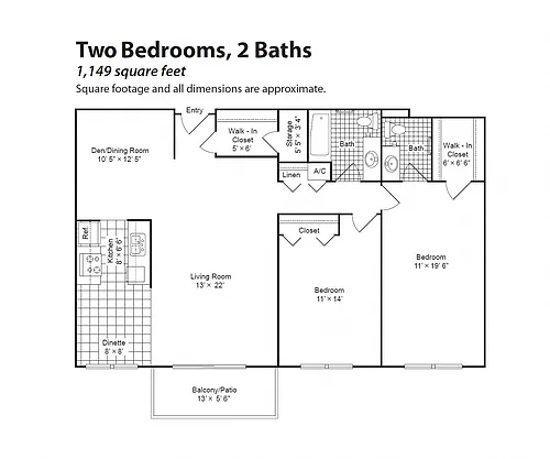 Floor plan Renovated 2 Bedroom 2 Bath