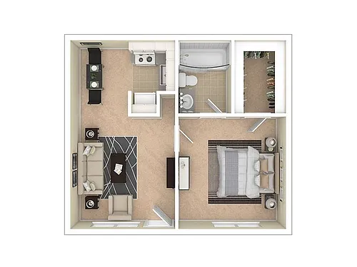 Floor plan 1 Bedroom A