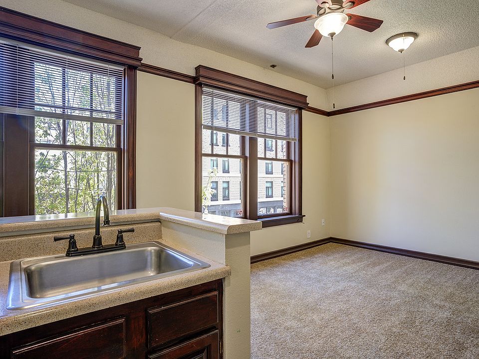 Kitchen with sink and windows
