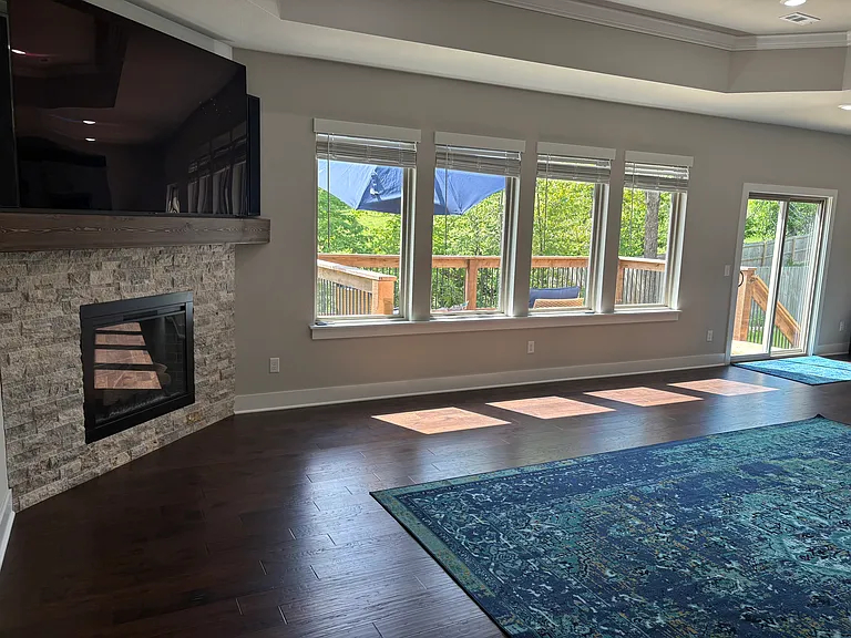 Bright family room with top of the line smart television
