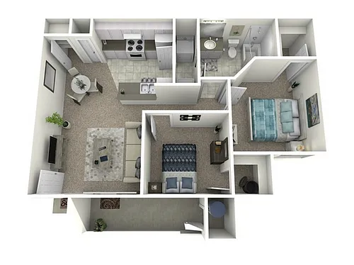 Floor plan 2 Bed, 1 Bath A